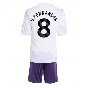 Fotbalové Dres Manchester United Bruno Fernandes #8 Dětské Venkovní Oblečení 2025-26 Krátký Rukáv (+ trenýrky)
